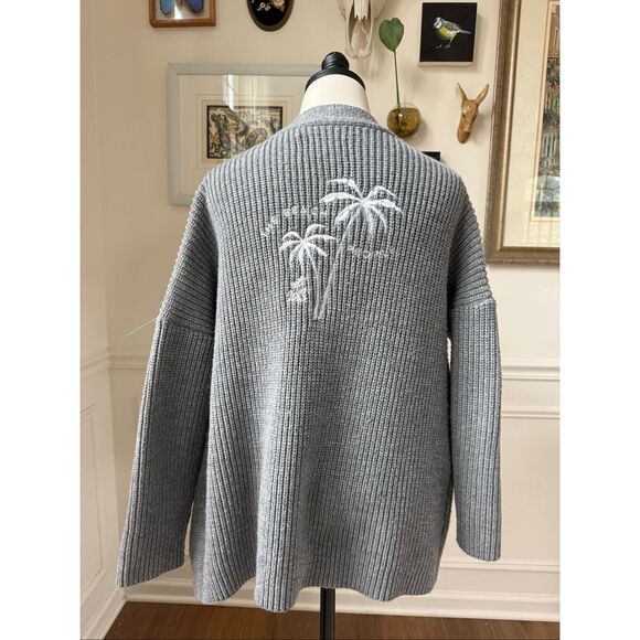 The Beach People The Twin Palms Grey Ribbed Cardigan Sweater M L - Picture 2 of 11
